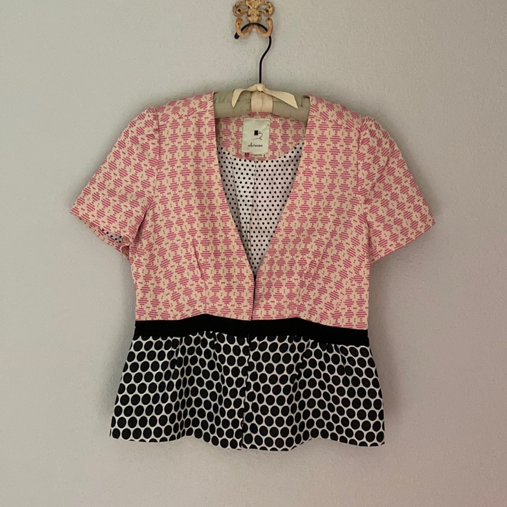 Cropped peplum short sleeved blazer